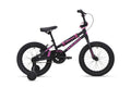 A black and pink Shredder 16 ST bike with training wheels and a low top tube, shown from the side on a white background.