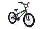 Shredder 20 BMX bike, blue/green, 20" wheels, alloy frame, black tires; side view on white background.